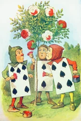 The Playing Cards Painting the Rose Bush, illustration fra 